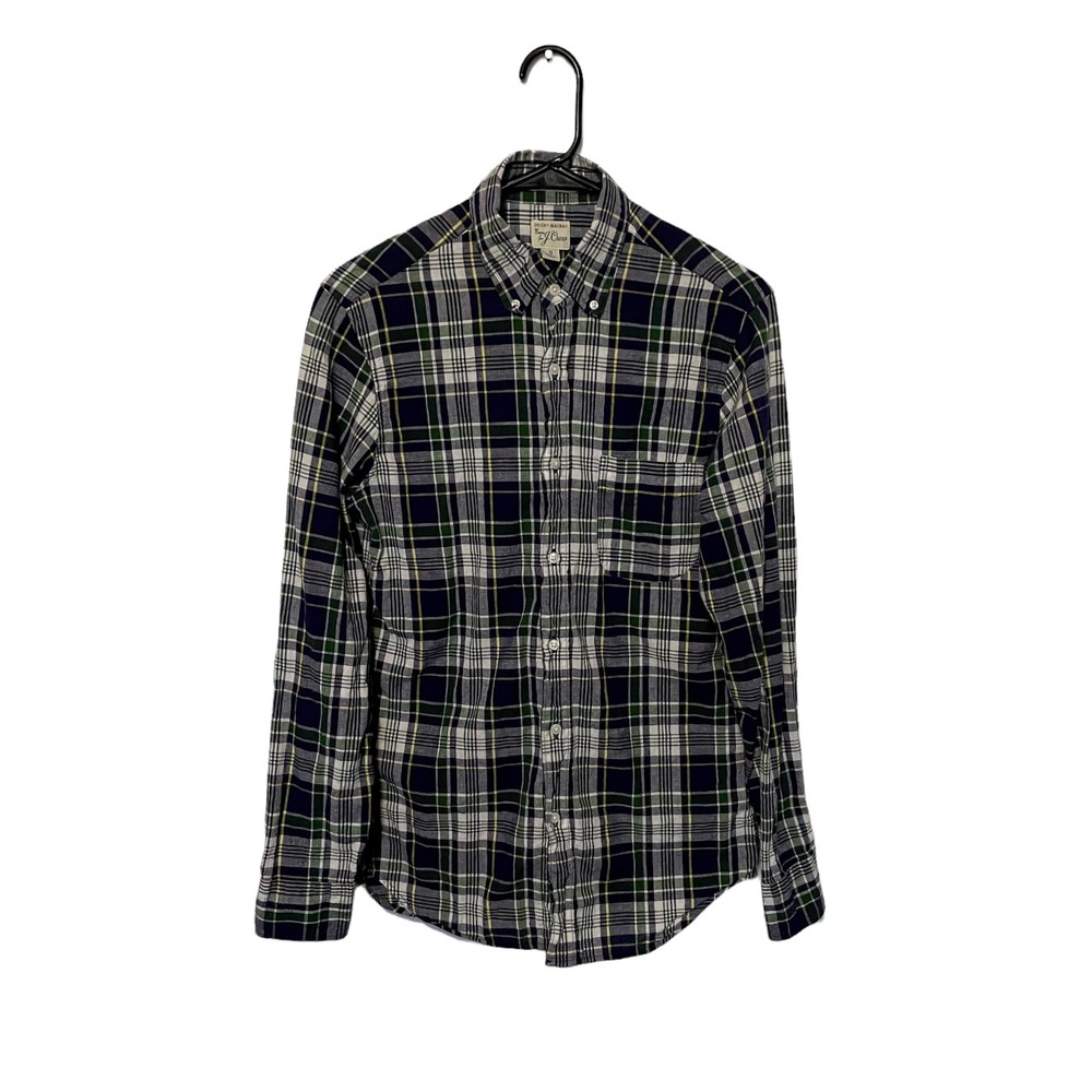 J Crew Shirt Mens Small Blue Green Plaid Indian Madras Long Sleeve Cotton Slim